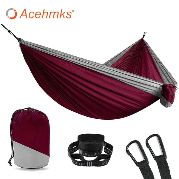 

acehmks two personoutdoor swing hanging chair camping hammock portable parachute hammock nylon fabric sleeping hammocks