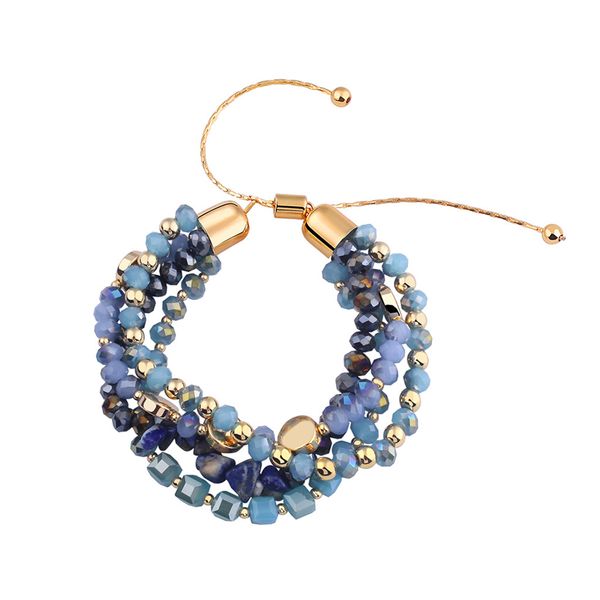 

european and korean crystal adjustable natural stone girlfriends bracelet women fashion bracelet multilayer beads bangle #bc, Golden;silver