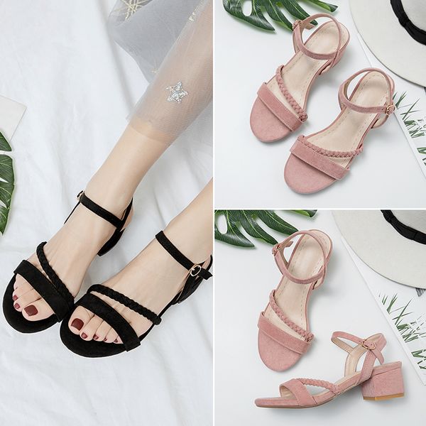 

2020 ankle strap heels women sandals summer shoes women open toe chunky high heels party dress sandals big size 33- 43, Black