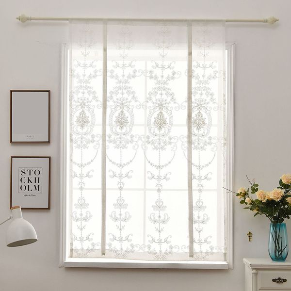 

floral embroidered tie-up roman shades tap sheer balcony window curtain drape valance panels