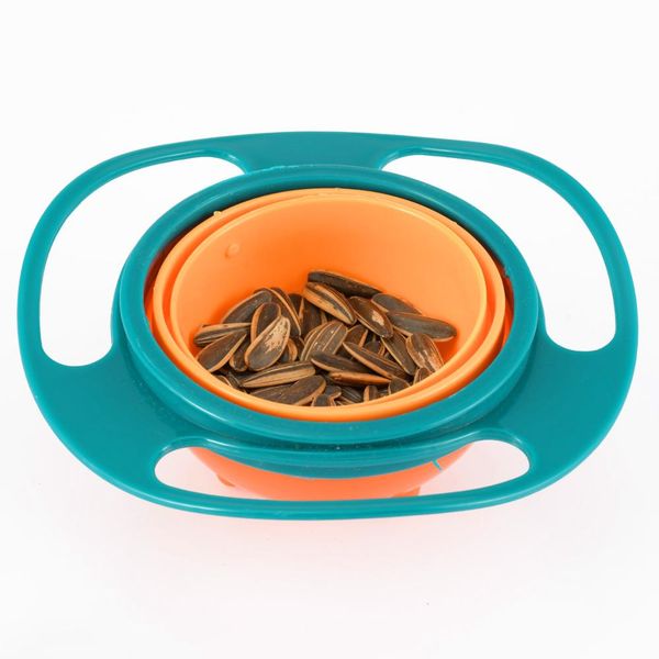 

360 degree universal bowl blue pink color baby plate feeding food platos spill proof balance kids dish baby bowl