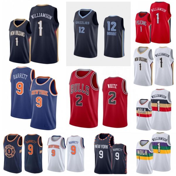 

ncaa zion 1 williamson jersey r.j. 9 barrett de'andre 12 hunter coby 2 white darius 10 garland ja 12 morant blue red basketball stitche, Black;red