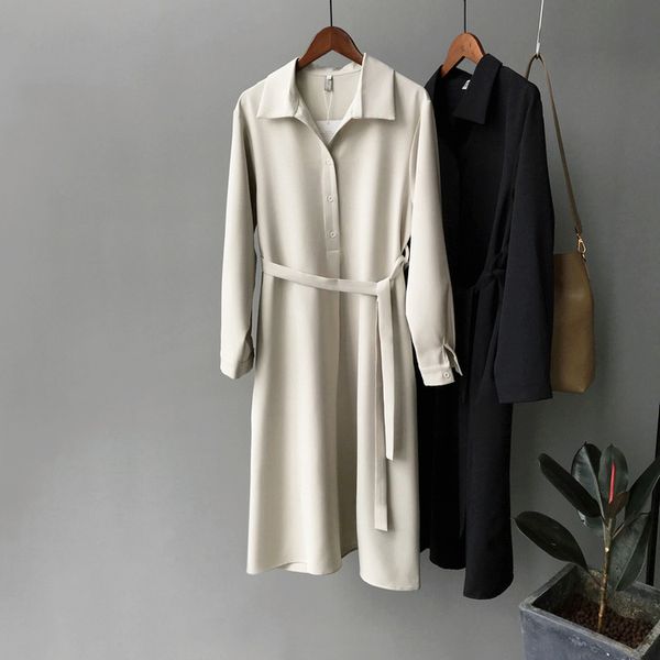 

casual dresses arrival spring turn down collar long sleeve think chiffon shirt style elegant women dress vestidos, Black;gray