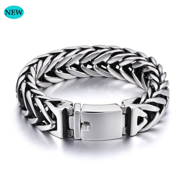 

кубинская цепь будда браслет 23 см мужские ювелирные изделия стали мужской цепи 17 мм широкий браслет из нержавеющей стали браслет подарок b, Black
