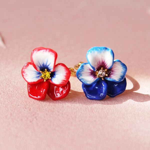 

csxjd new handmade enamel glaze pansy flower open rings, Silver