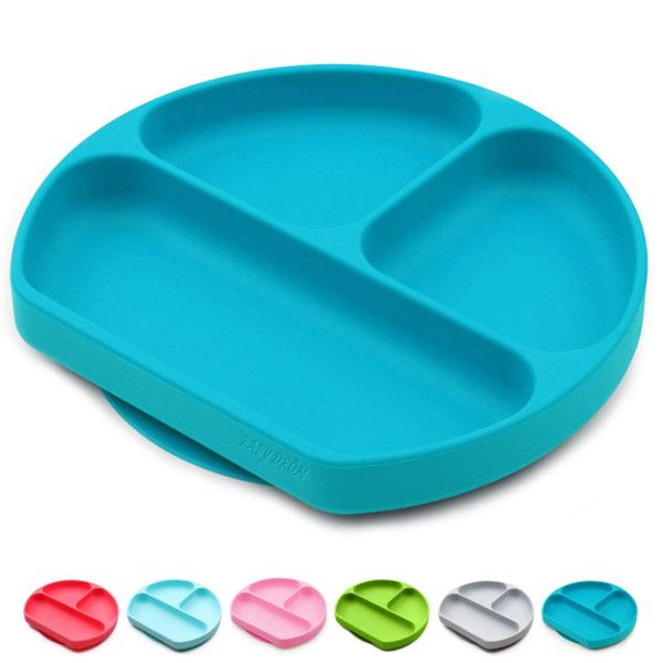 

baby dröm suction plates for babies,toddlers,silicone placemats for kids that stick to high chair trays and table baby dishes kids turquoise