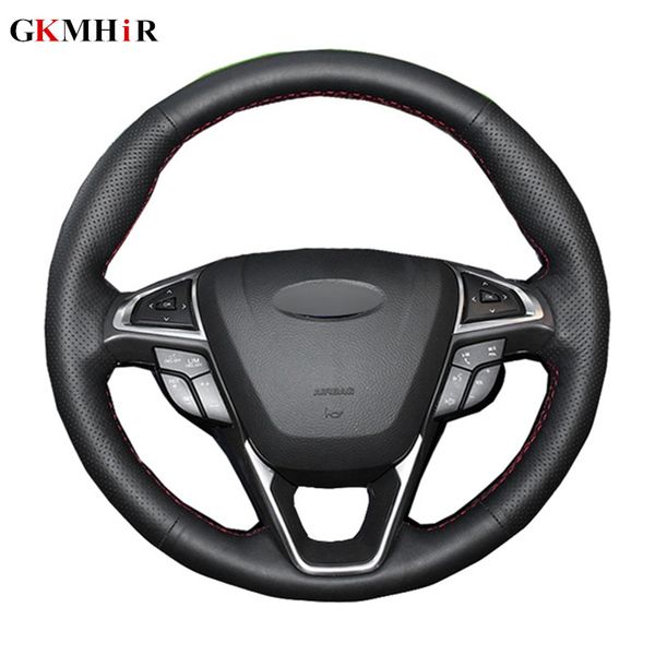 

diy steering wheel cover black artificial leather car steering wheel cover for fusion mondeo 2013 2014 edge 2015 2016