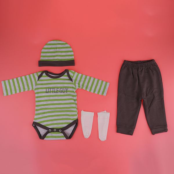 

cute striped clothes suit green for 22-23inch reborn doll outfit accessory