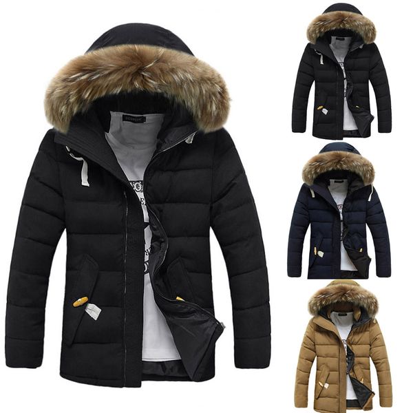 

winter jacket men clothes winter coat men long sleeve hooded pocket thickening coat outwear blouse veste homme hiver, Black