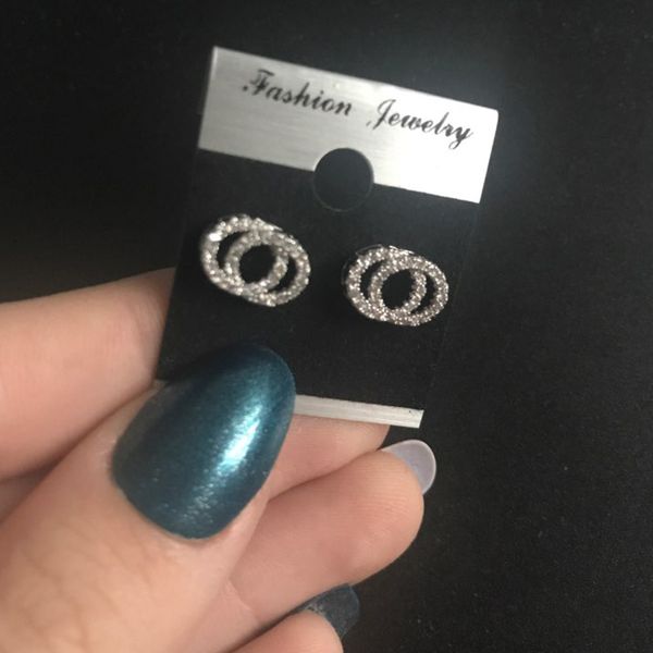 

fashion austrian crystal round ear studs double hoop zirconia earrings small earrings friendship gift bijoux femme dÃ©licate 2019, Golden;silver