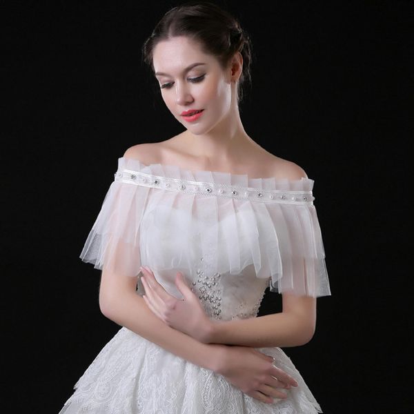 

fashion off the shoulder white pearl lace bridal wedding jacket wedding shawls bridal wrap custom made plus size