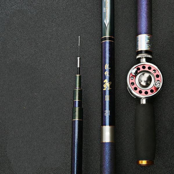 

3.6m-7.2m hollow rod super hard ultra light fishing pole hand olta canne with reel set dual -use pesca fishing tackle