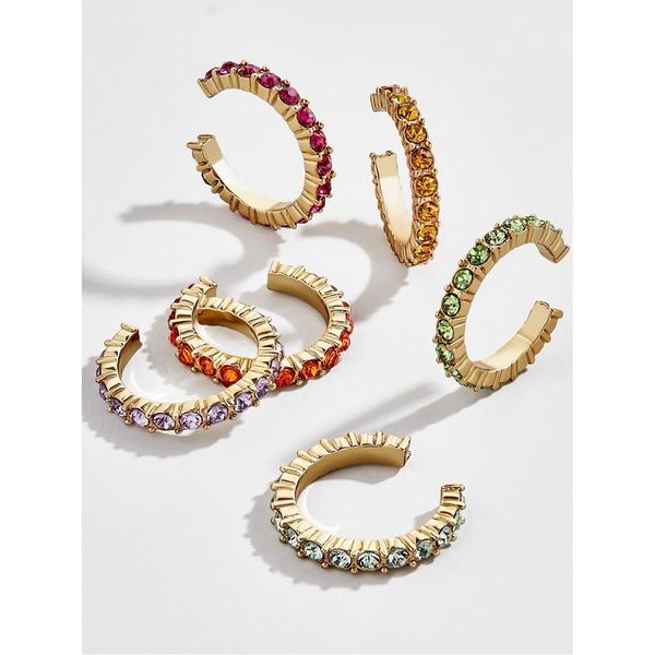 

europe and the united states big earrings jewelry alloy geometry c word color diamond female ear clip 6 a new set of foreign trade des, Silver