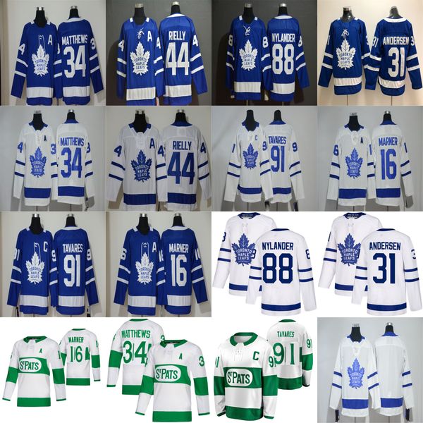

торонто мэйпл лифс джерси 34 auston matthews 16 mitchell marner 91 таварес 44 морган райлли 88 william nylander хоккей трикотажные stitche, Black;red