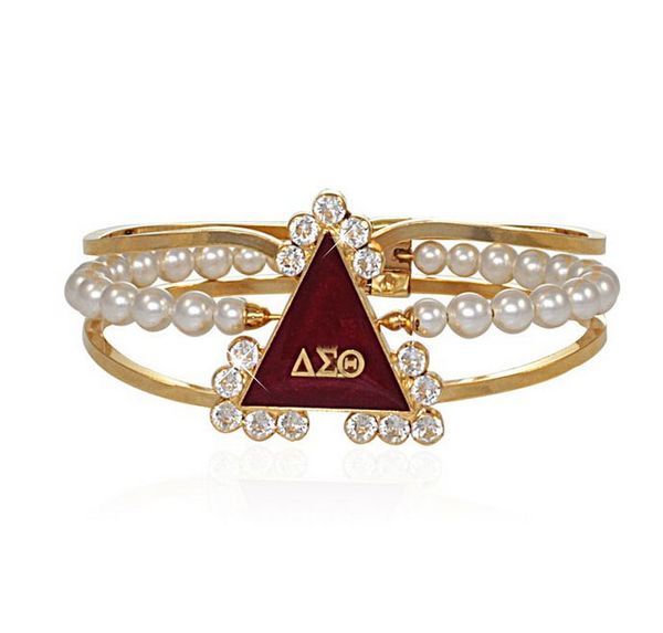 

1pcs delta sigma theta sorority bracelet dstcharm pearl uff bangle, Black