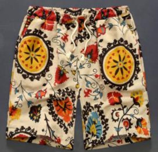 

2019 new summer linenbeach shorts quick drying casual loose plus size men's five cent shorts linen fashion pants 6 color, White;black