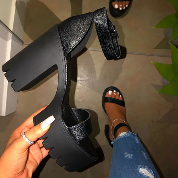 

new fashion super high heel women sandals handmade comfortable solid color plus size women sandals sandalias mujer, Black