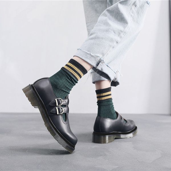 

women boots doc double strap mary jane dml classic leather shoes martins ladies fashion casual women boots 2020 new, Black