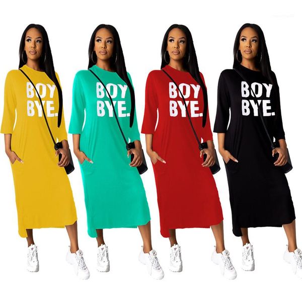

boyfriend style women clothing summer women designer dresses crew neck letter printed a line dress loose, Black;gray