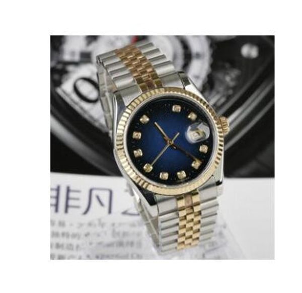 

luxury watch genuine mens 3 style 36mm fluted bezel blue diamond face jubilee bracelet 116233 automatic fashion men's watches wristwatc, Slivery;brown