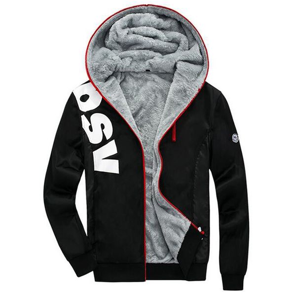 

2017 new sale zipper fleeces hoodie logo print letter winter fleece mens sweatshirts plus size 5xl, Black