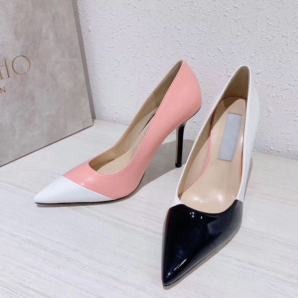 

brand designer luxury women shoes genuine leather pointed 8cm 10cm high heels shoes classic shallow mouth lady party wedding fashion shoes, Black