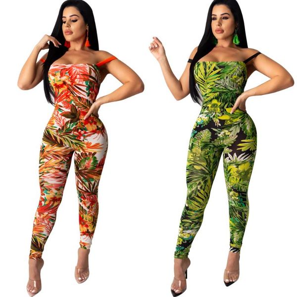 

leaves print bandage jumpsuit women cross backless lace up rompers summer sleeveless bodcyon one piece overalls 2 color, Black;white