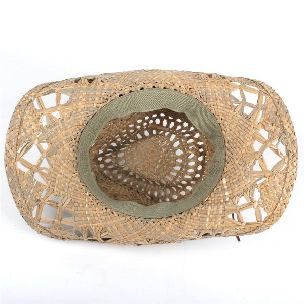 

100% натуральный солома cowboy hat женщины мужчины ручной weave ковбойские шляпы для леди кисточкой летних западных сомбреро hombre лейб шля, Blue;gray