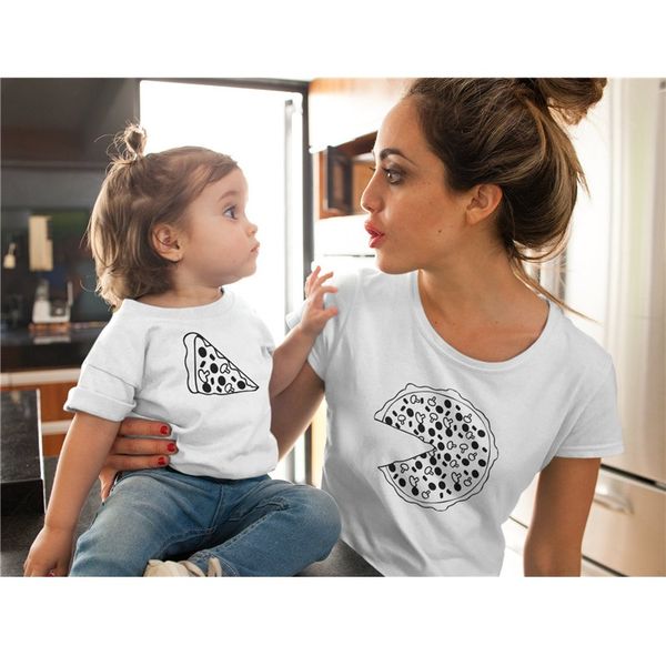 

yorkzaler family matching clothes print pizza father mother son daughter outfits summer family creative t-shirt look, Blue