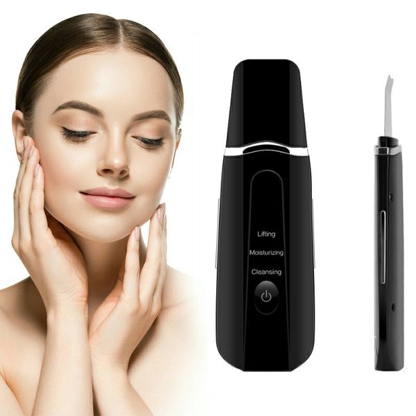 

beauty star rechargeable ultrasonic ion face skin scrubber facial cleaner cleansing spatula peeling vibration blackhead removal exfoliating
