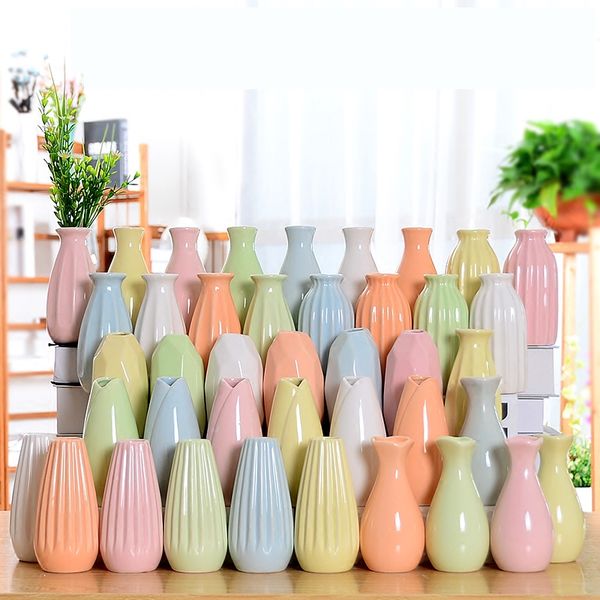

classic cartoon ceramic vase for artificial flowers ceramic mini small home garden office decoration vase accessories 6pcs