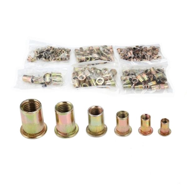 

300pcs m3 / m4 / m5 m6 m8 m10 m12 carbon steel flat head rivet nuts insert riveting tools aluminum alloy rivet nuts set
