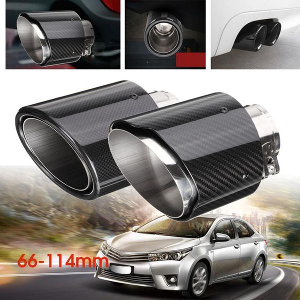 

2.6in 66-114mm universal carbon fiber car auto exhaust pipe tail muffler end tip rolled edge / straight edge 175mm