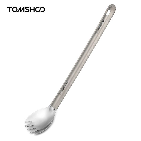 

tomshoo titanium fork titanium spoon long handle outdoor portable matte finish dinner spork cutlery outdoor camping spork