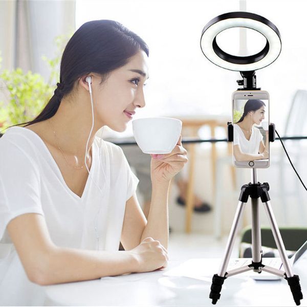 

led ring light 16/26cm darkness dimmable selfie ring lamp pgraphic lighting with tripod phone holder