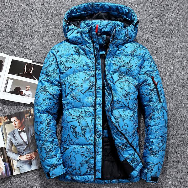 

2019 winter jacket men's winter jacket white duck thick down men camouflage hooded doudoune homme feather, Black