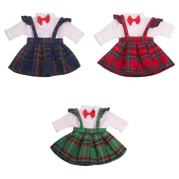 

3pcs fashion doll cloth set plaid skirt with white shirt for18in american dolls