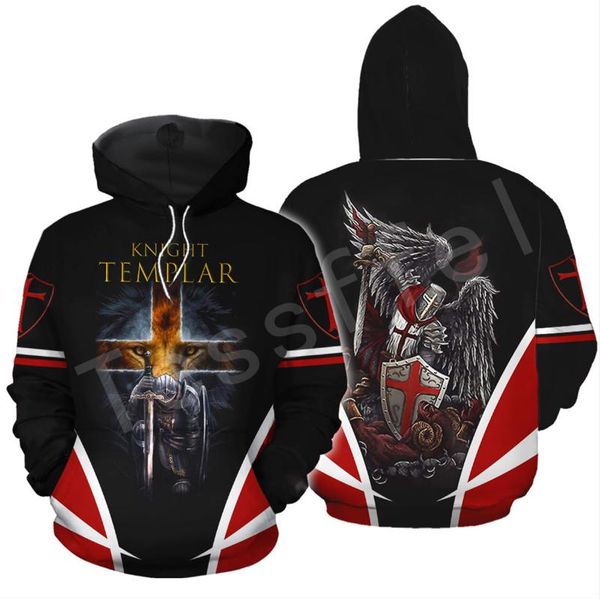 

knight templar cavalie 3d полная печатная hoodie / толстовки / куртка / рубашки мужчины женщины hip hop подходят красочные harajuku стиль-13, Black