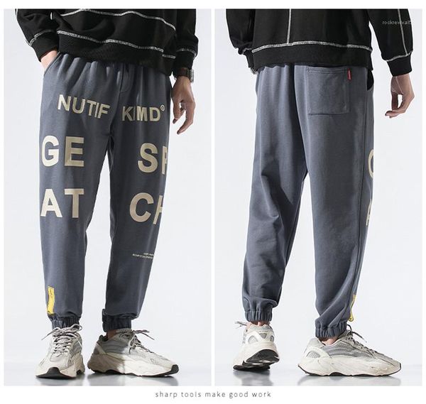 

sports style mens clothing spring plus size mens designer pants letter printed mid waist cargo pants, Black