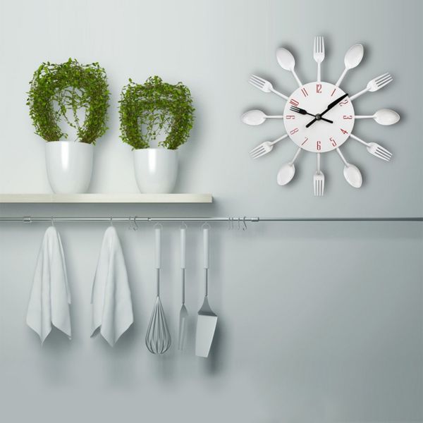 

wall clock stainless steel cutlery clock design kitchen living room electronic wall decoration home decor