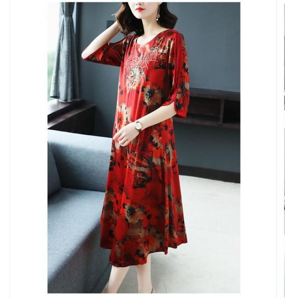

casual dresses style stomach covered hangzhou mulberry silk all size noble dress, Black;gray