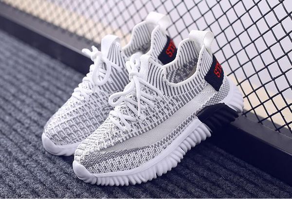 

тканые мода и комфорт обувь 2019 весна и осень новая спортивная обувь мальчики и девочки мягкое дно повседневная обувь, Black;red