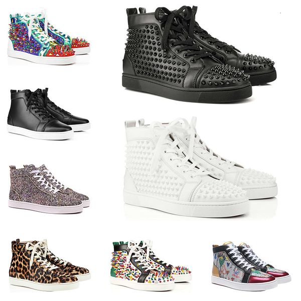 

с] 2019 горячей модельером сек обувью шипованных шипов плоских кроссовками для мужчин женщин кожи случайных заклепков кроссовок