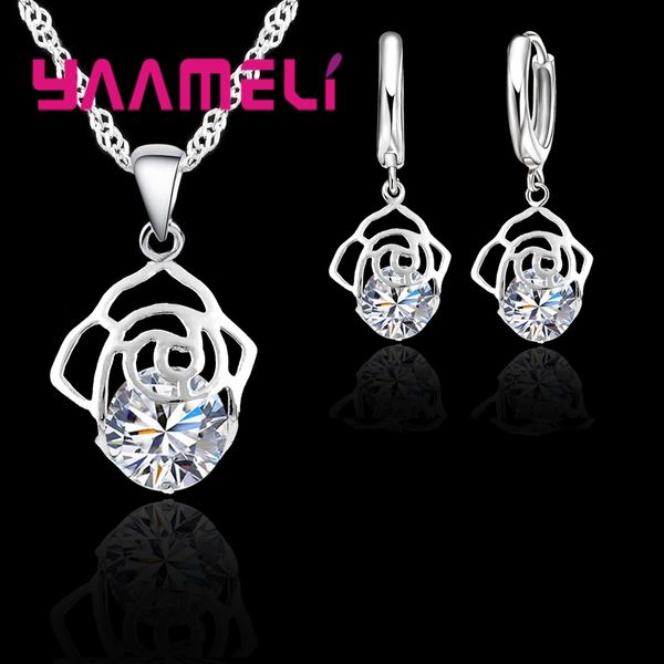 

exquisite big round sparking cz stone 925 sterling silver jewelry sets for woman girls favorite anniversary gift