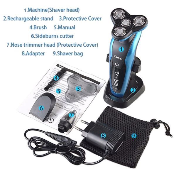 

kemei 3 in 1 washable shaver men shaving machine nose trimmer barbeador 3d beard shaver razor