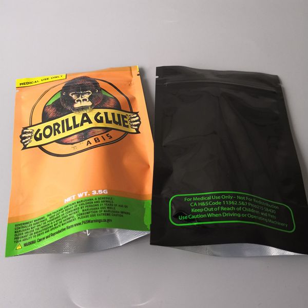 

gorilla glue bag 3.5g smell proof bags vape packaging for dry herb gorilla glue mylar zipper bag dhl free