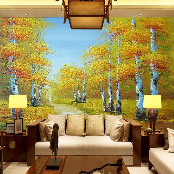 

3d personality large mural european oil painting forest wallpaper tv living room bedroom l restaurant background wall paper landscape