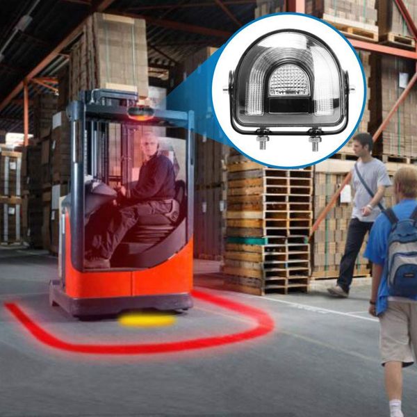 

5.4 inch led forklift arch safety light red 25w dc10-80v safety warning light arc zone with yellow strobe lights