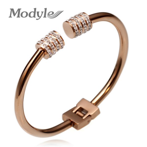 

modyle luxury rose gold color crystal bracelets for women cuff bracelet jewelry bracelets bracelet pulseiras, Black