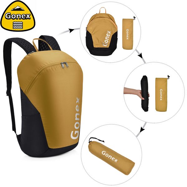 

gonex 32l lightweight backpack foldable packable sport daypack bag for fishing tactical trekking with pouch 210d nylon